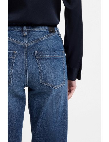 Jean Slim en denim stretch indigo à revers