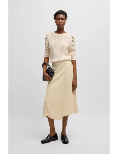 Jupe portefeuille mi-longue en satin