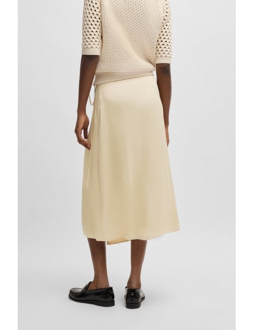 Jupe portefeuille mi-longue en satin