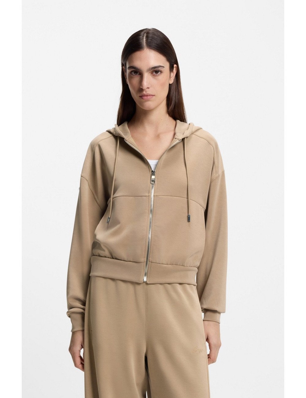 Sweat à capuche Oversize zippé avec logo brodé