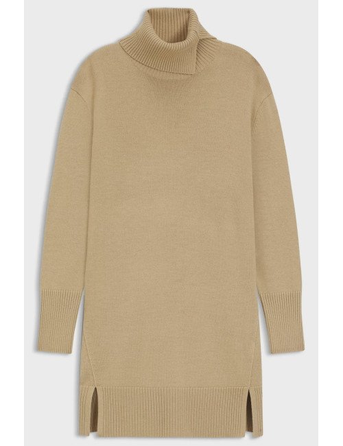 Robe pull en laine mélangée avec col roulé fendu