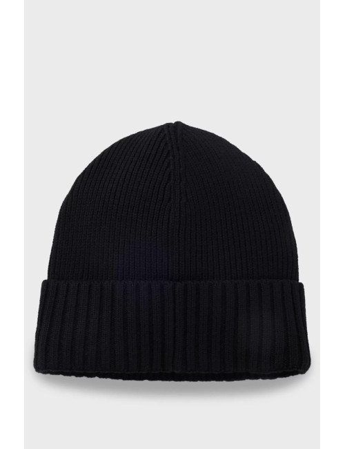 Bonnet en laine vierge avec plaque logotée