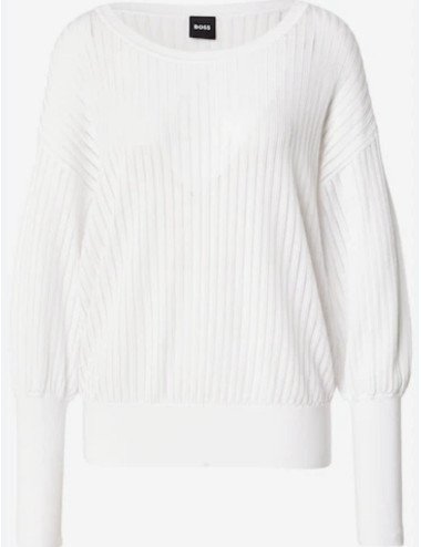 PULL FEMME BOSS 50537729-BLANC
