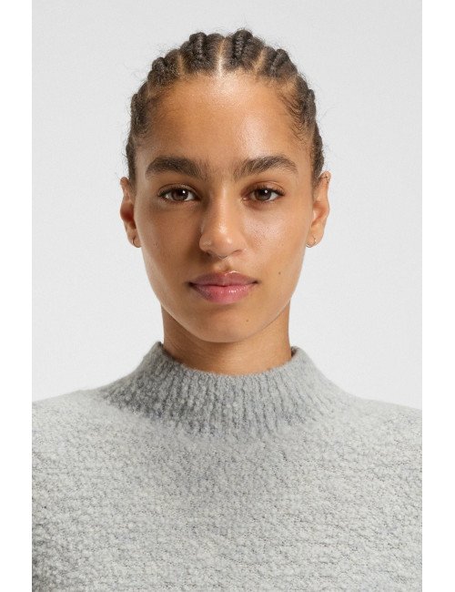 Pull en coton mélangé à teneur en cachemire avec col montant