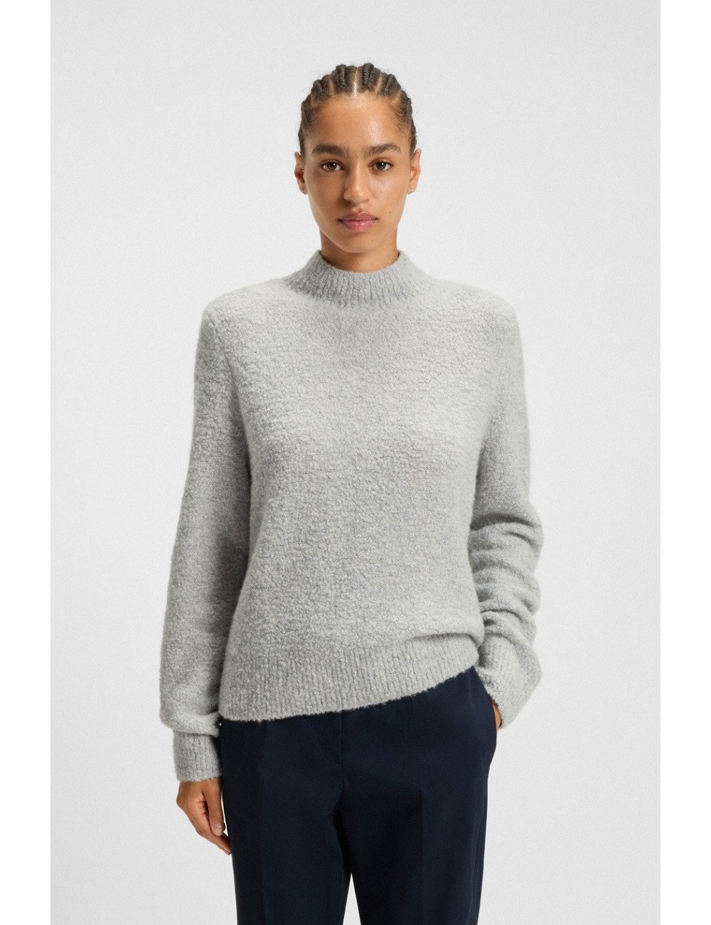 Pull en coton mélangé à teneur en cachemire avec col montant