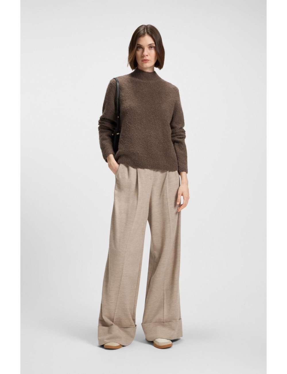 Pull en coton mélangé à teneur en cachemire avec col montant