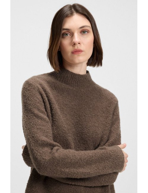 Pull en coton mélangé à teneur en cachemire avec col montant