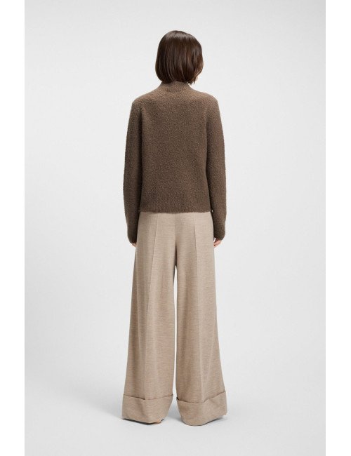 Pull en coton mélangé à teneur en cachemire avec col montant