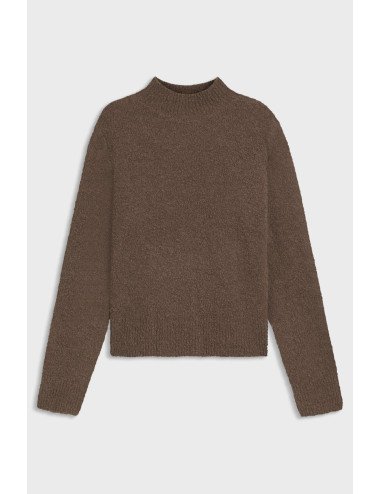 Pull en coton mélangé à teneur en cachemire avec col montant