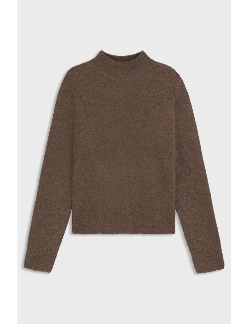 Pull en coton mélangé à teneur en cachemire avec col montant